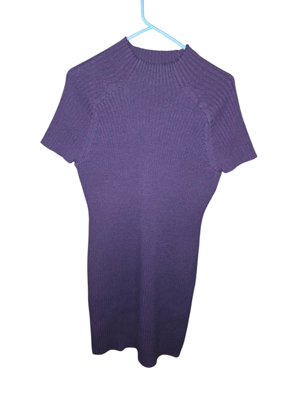 4/8/261. Calvin Klein Womens Purple Ribbed Knit Short-Sleeve Dress